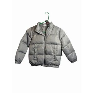 wonder nation boys winter puffer coat size small 6 7 silver grey full zip pocket